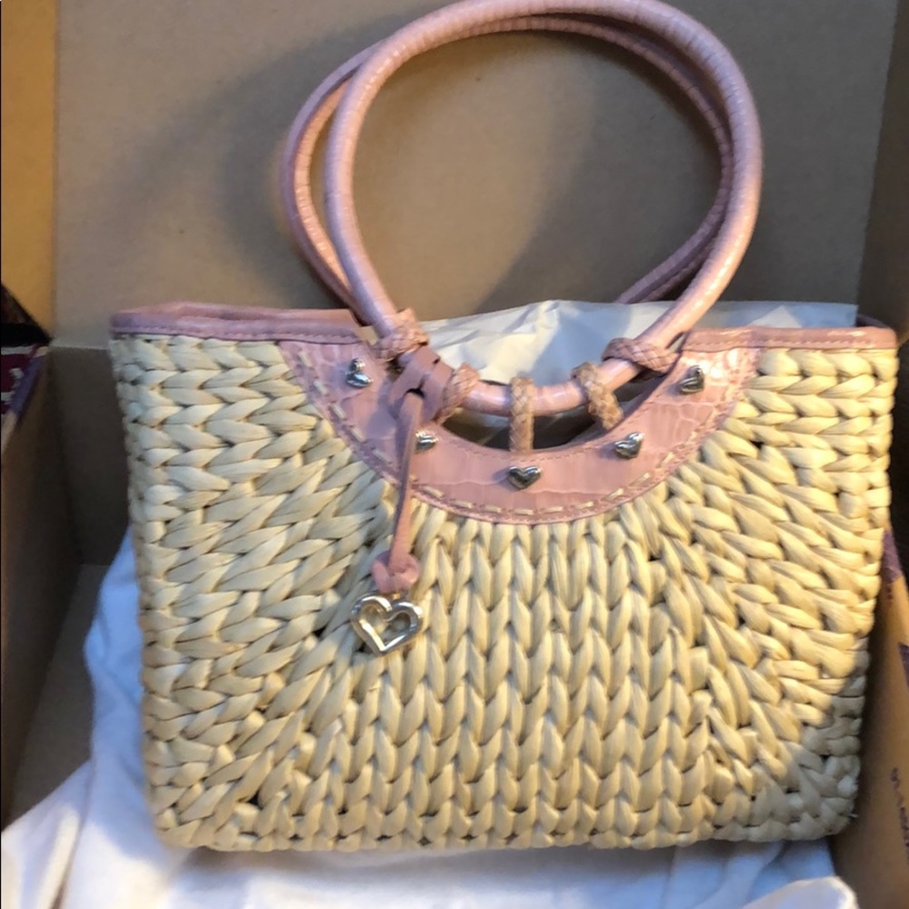 Brighton Leili Straw/Dusty Rose purse